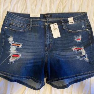 Judy Blue Shorts with color in the rips